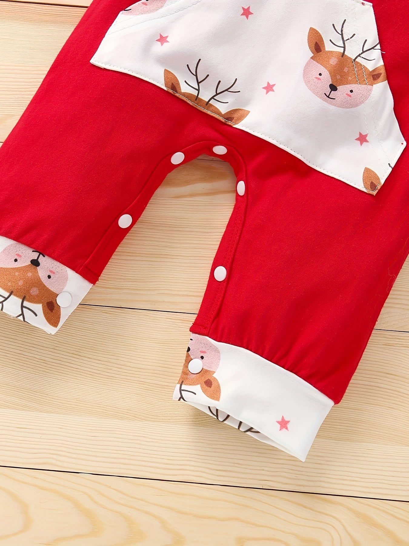 Baby Hooded Jumpsuit with Festive Print and Long Sleeves