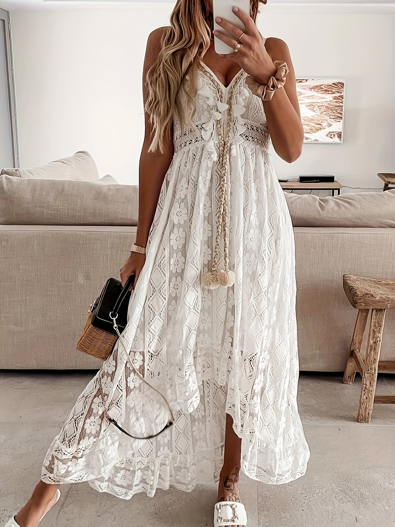 Cutout Maxi Dress with Tassels