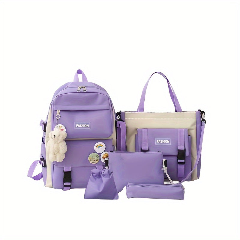 5-Piece Backpack Set with Minimalist Design – Includes Matching Accessories