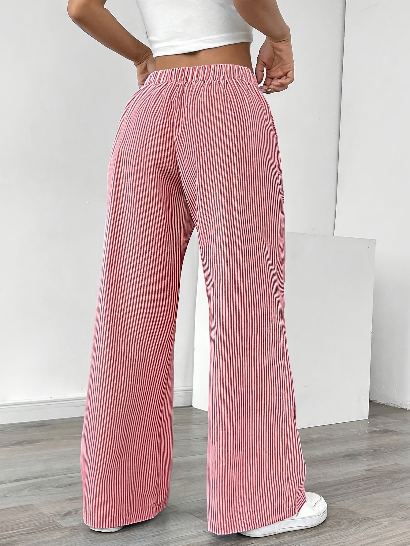 Striped Wide Leg Casual Pants for Women