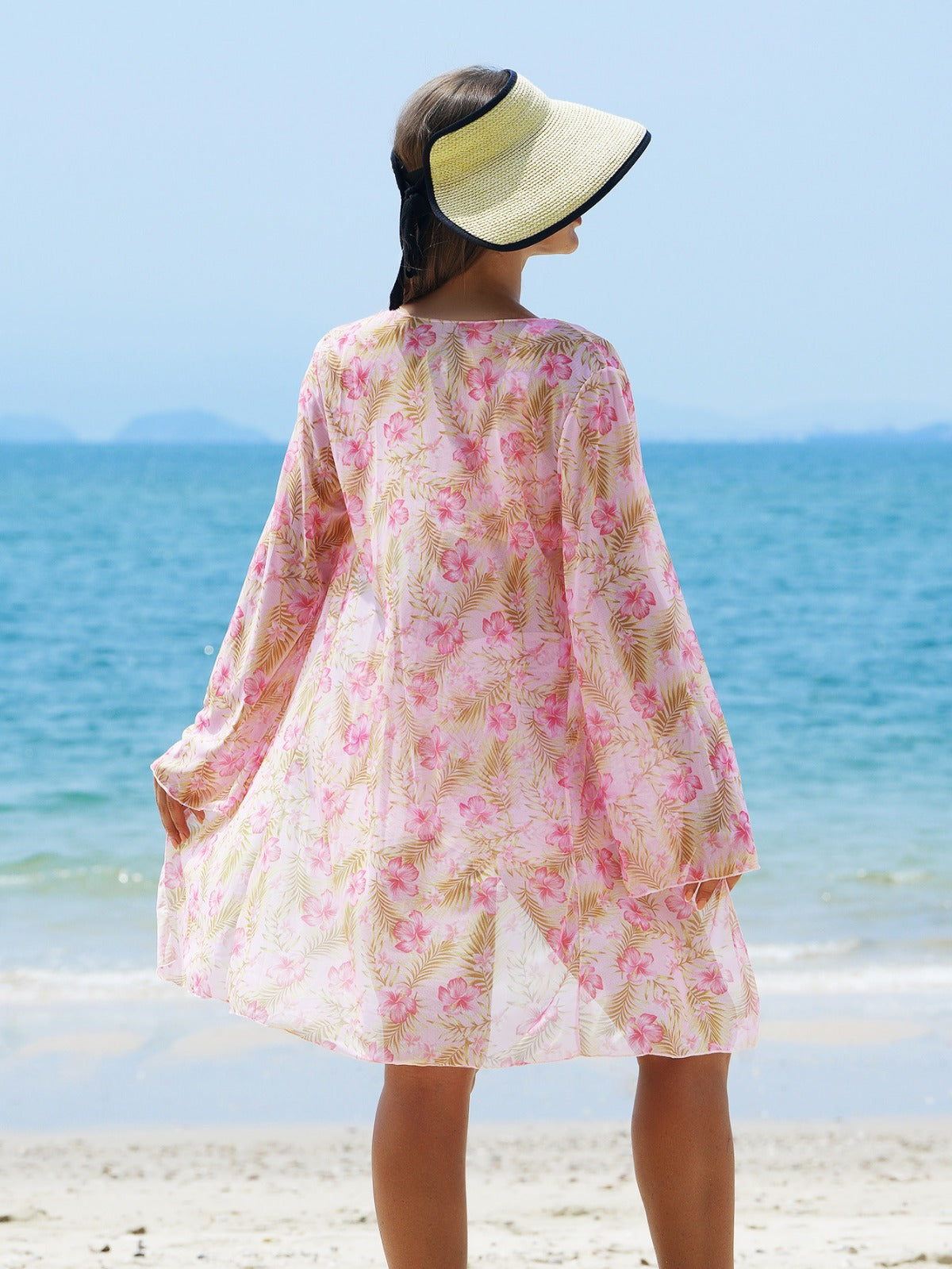 Printed Three-Piece Swimwear Set with Cover-Up