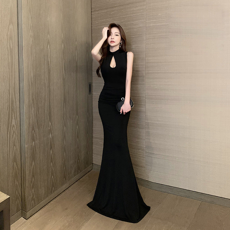 Elegant Black Sleeveless Maxi Dress