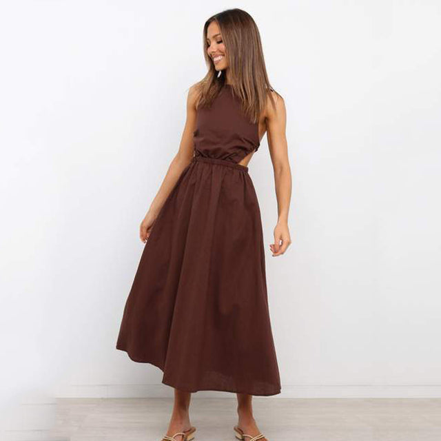 Chic Backless Maxi Dress for Elegance