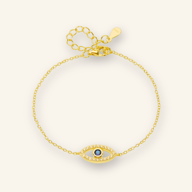 14K Gold Blue Evils Eye Bracelet