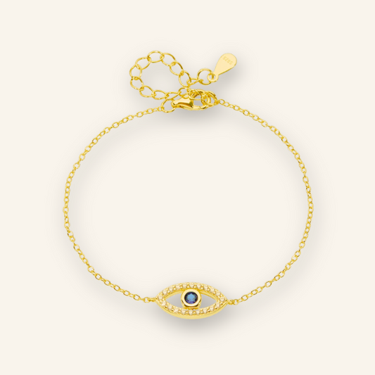 14K Gold Blue Evils Eye Bracelet