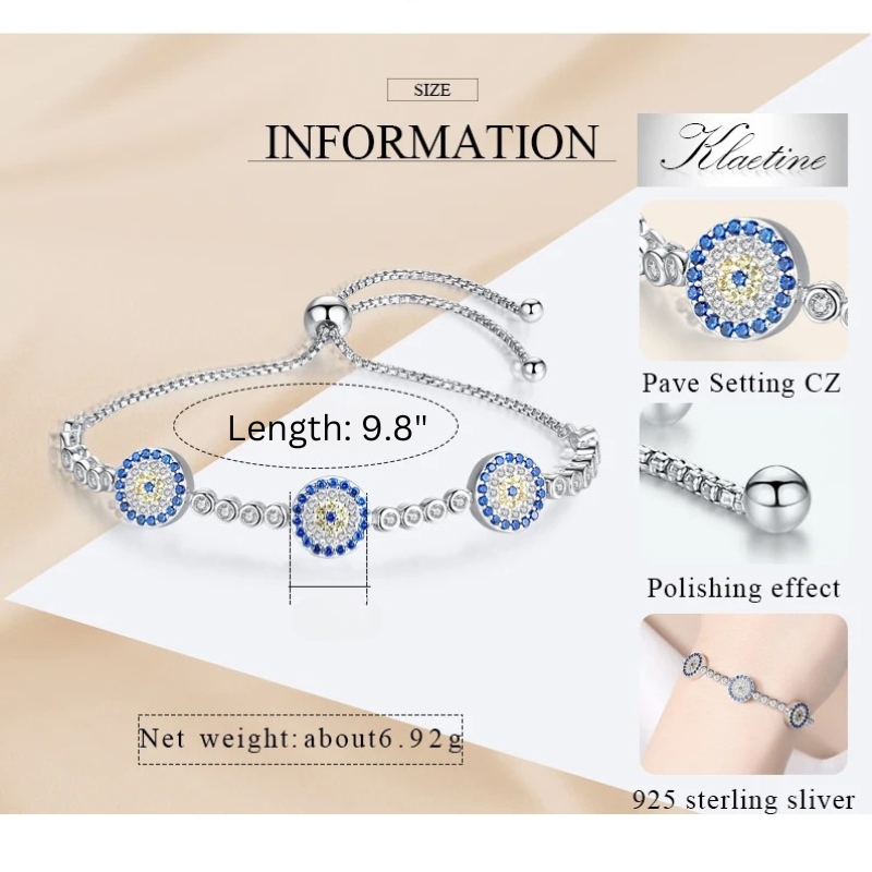 Gleaming Evil Eye Silver Bracelet