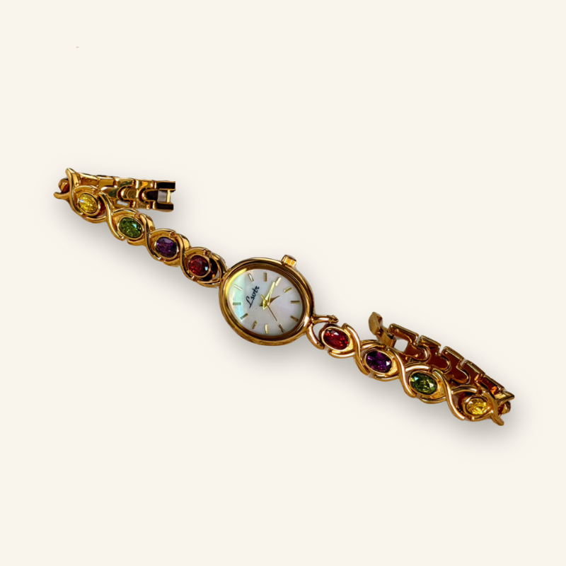 Vintage Gold Watch with Tourmaline Accents