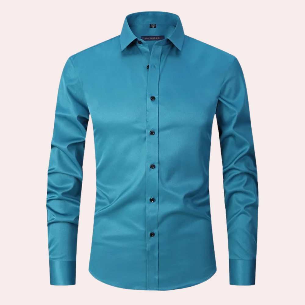 Men’s Slim Fit Stretch Shirt – Long Sleeve, Button Closure