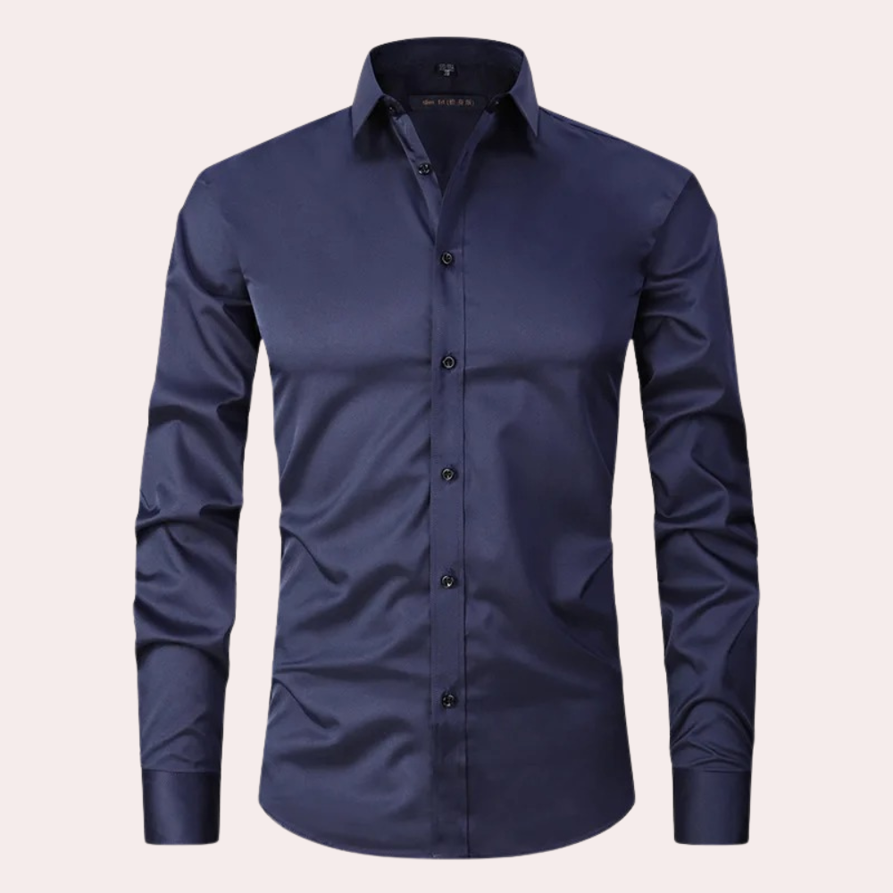 Men’s Slim Fit Stretch Shirt – Long Sleeve, Button Closure
