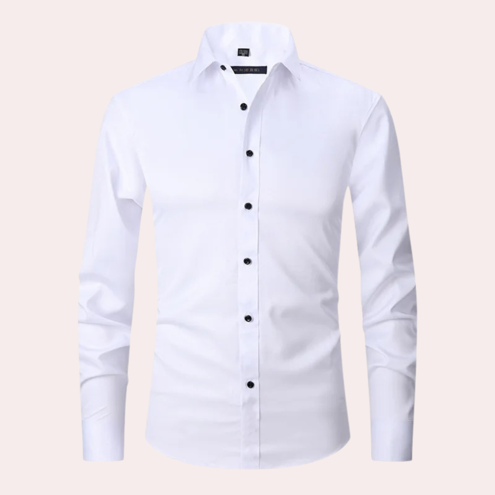 Men’s Slim Fit Stretch Shirt – Long Sleeve, Button Closure