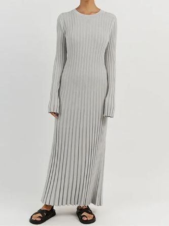 Chic Long Ribbed Women's Dress