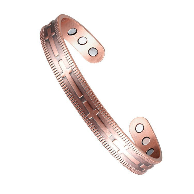 Cross Striped Magnetic Copper Bracelet for Men