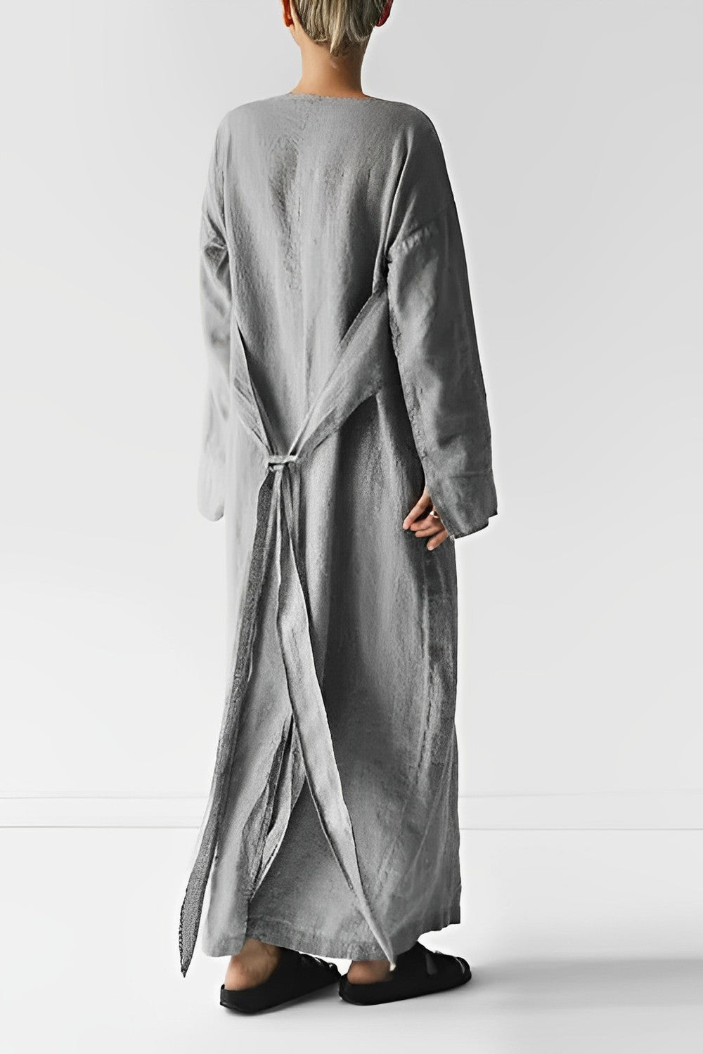 Chic Lightweight Linen Wrap Maxi Dress