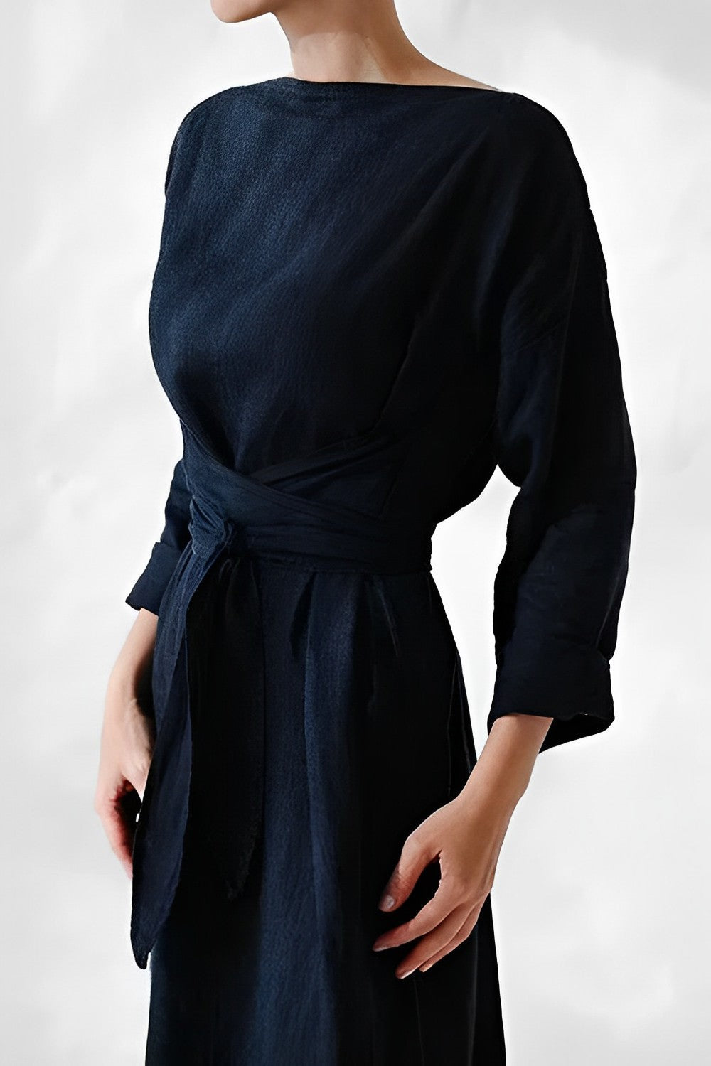 Chic Lightweight Linen Wrap Maxi Dress