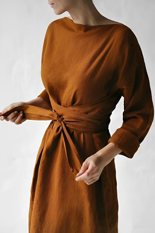 Chic Lightweight Linen Wrap Maxi Dress