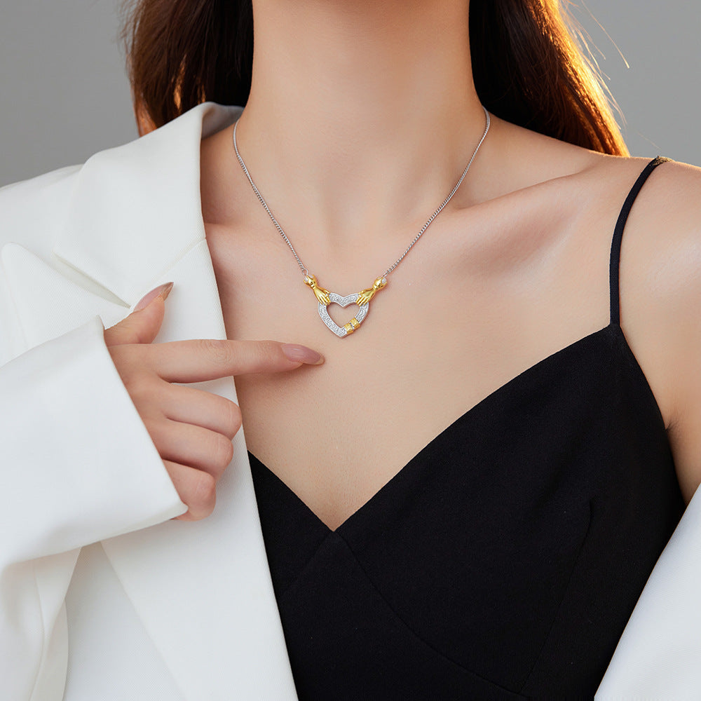 Dual-Tone Heart Pendant Necklace