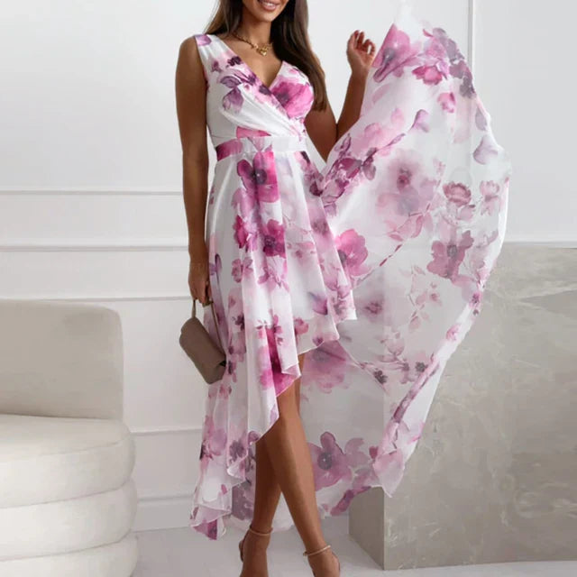 Charming Floral V-Neck Maxi Dress