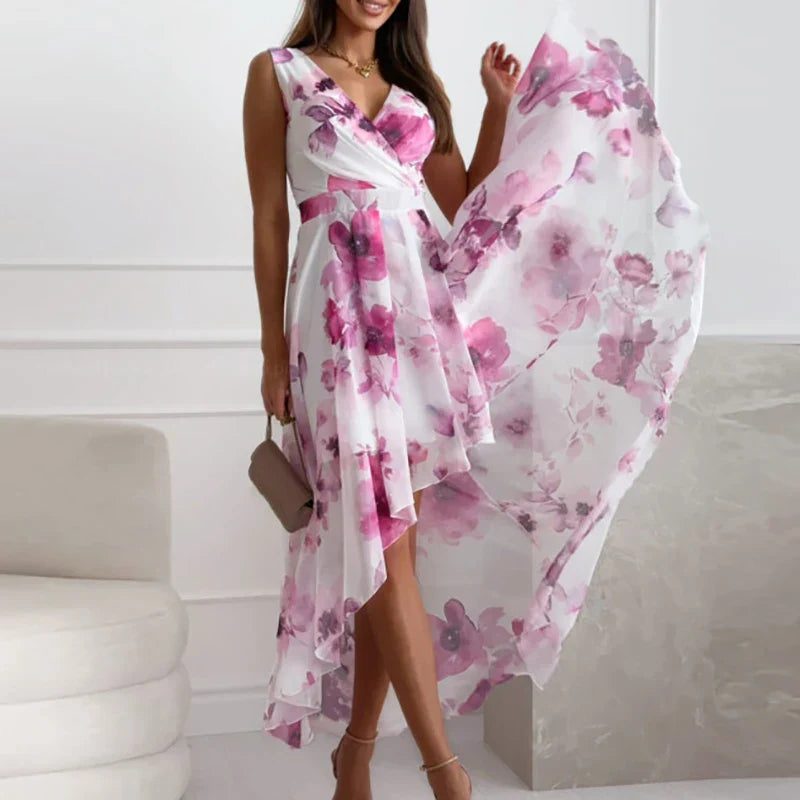 Charming Floral V-Neck Maxi Dress