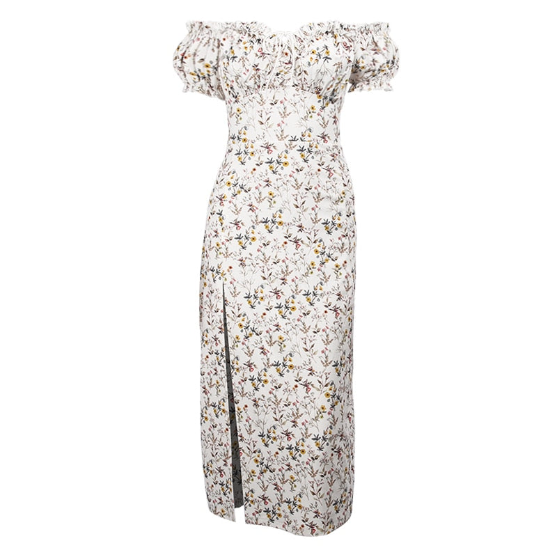 Chic Maxi Dress with Puff Sleeves