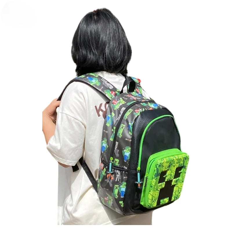 Green Cartoon Print School Backpack