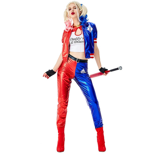 Ladies Halloween Harley Joker Costume Set