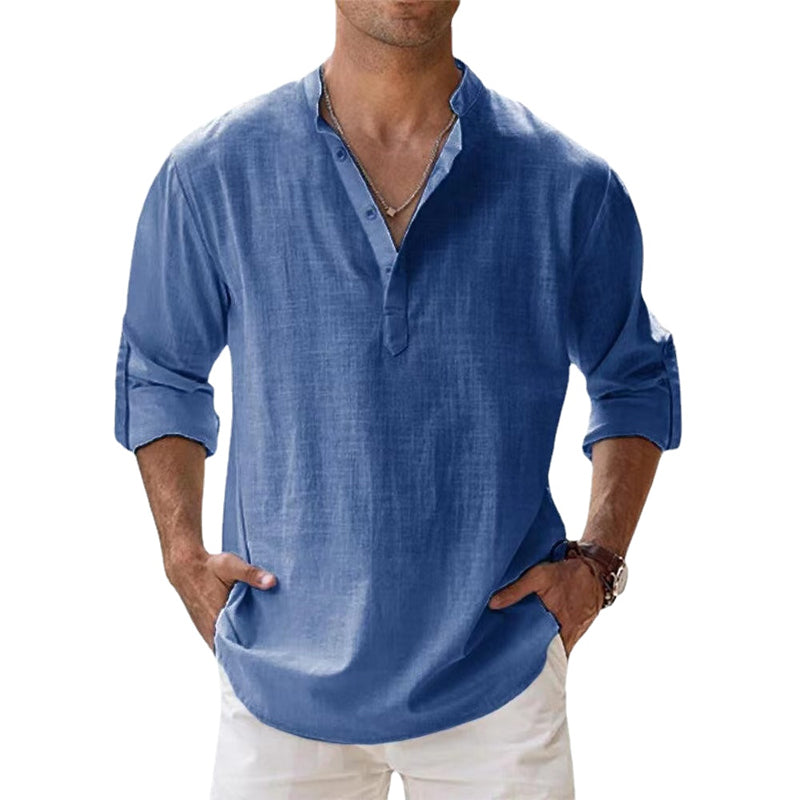 Men's Lightweight Henley Shirt with Button Placket