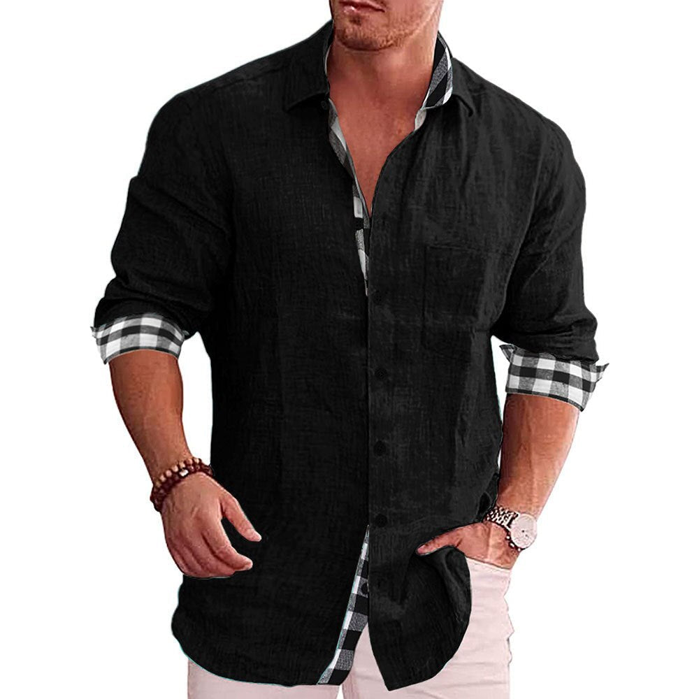 Men's Long Sleeve Shirt with Classic Collar