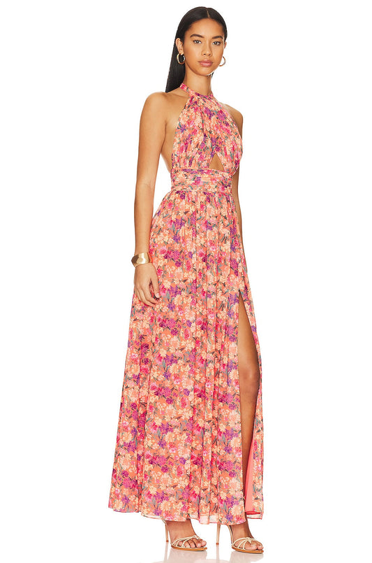 Chic Sleeveless Printed Long Dress