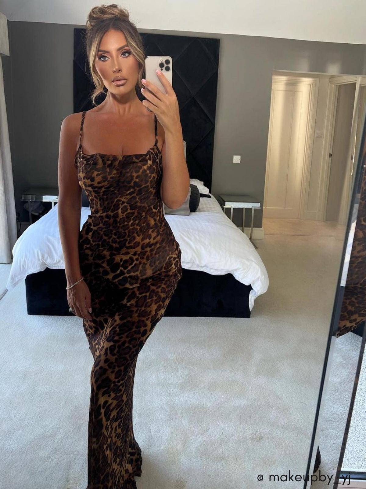 Bold Leopard Print Spaghetti Maxi Dress
