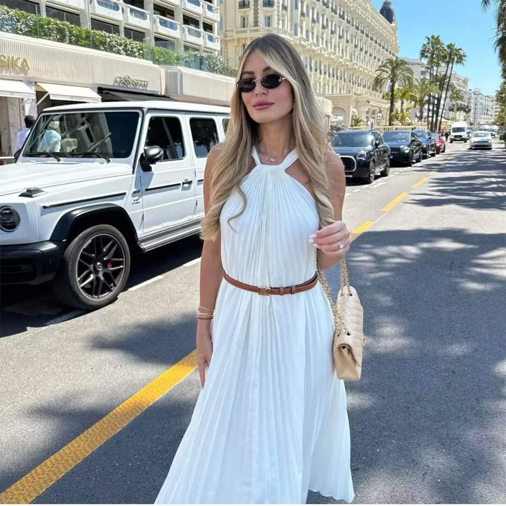 Elegant Summer Pleated Long Dress