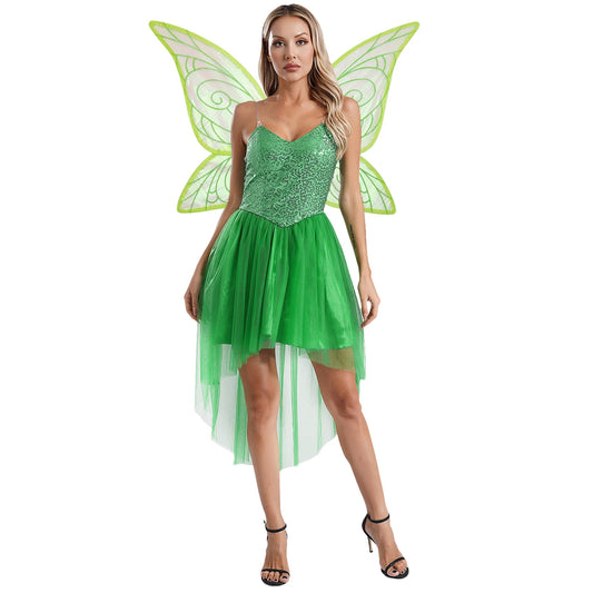 Women’s Halloween Tinkerbell Dress with Wings