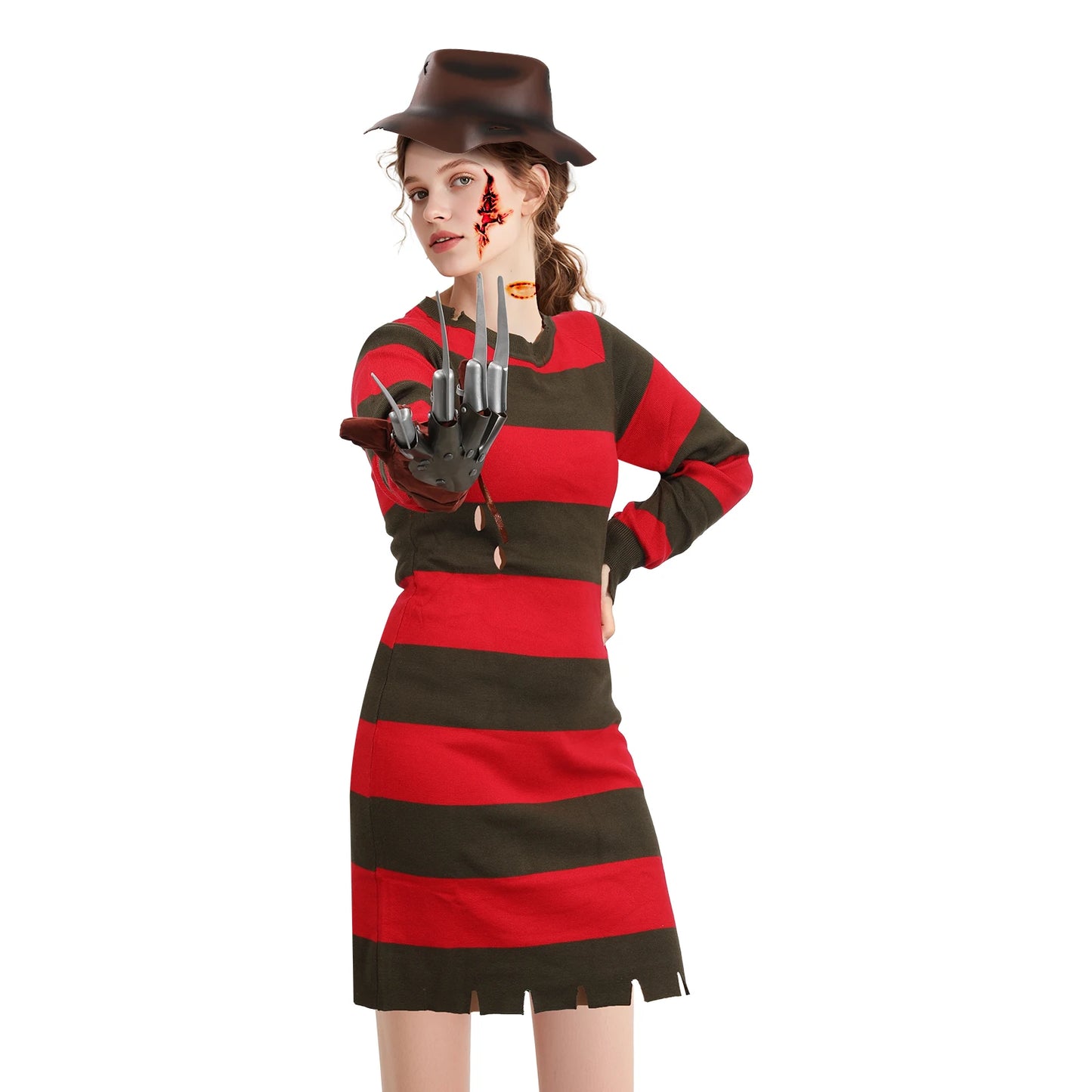 Women’s Freddy Krueger Costume Set - Dress & Accessories