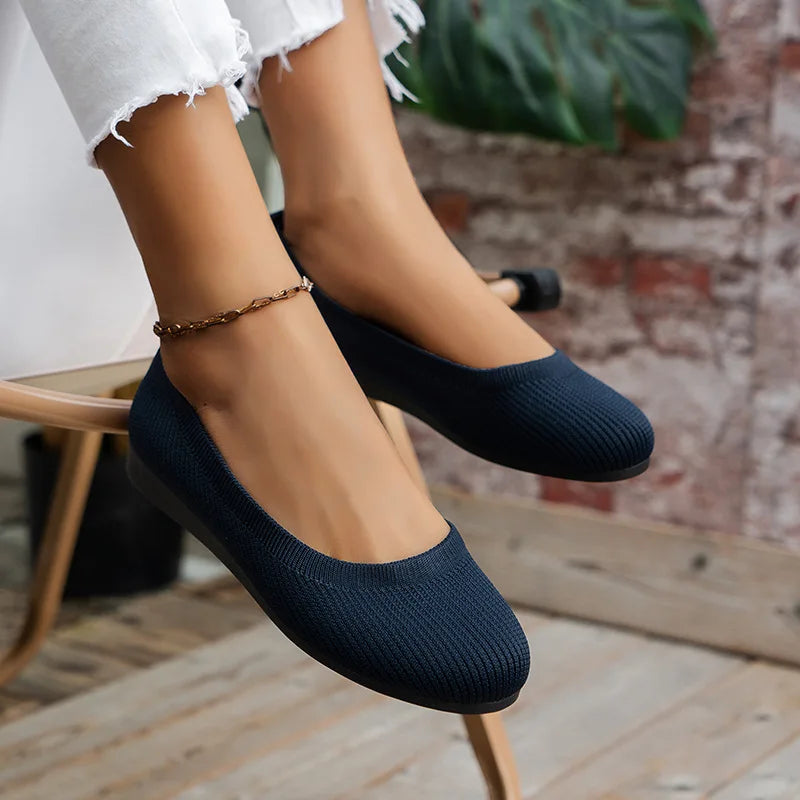 Knit Slip-On Round Toe Flats for Everyday Wear