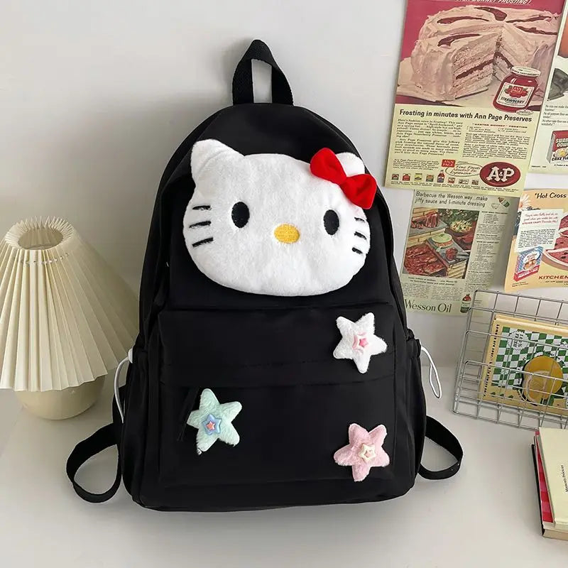 Backpack with Character Design and Decorative Star Accents