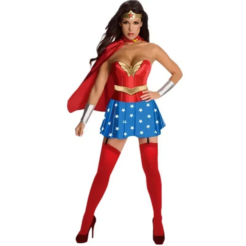 Women's Superhero Costume Set with Cape and Accessories