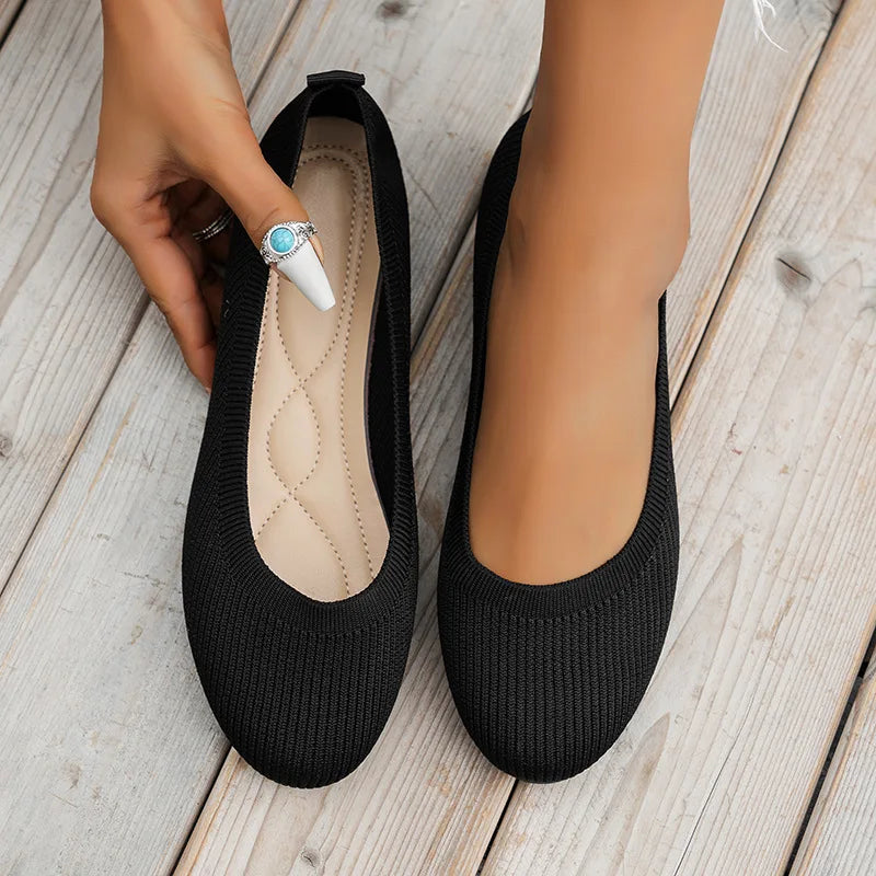 Knit Slip-On Round Toe Flats for Everyday Wear
