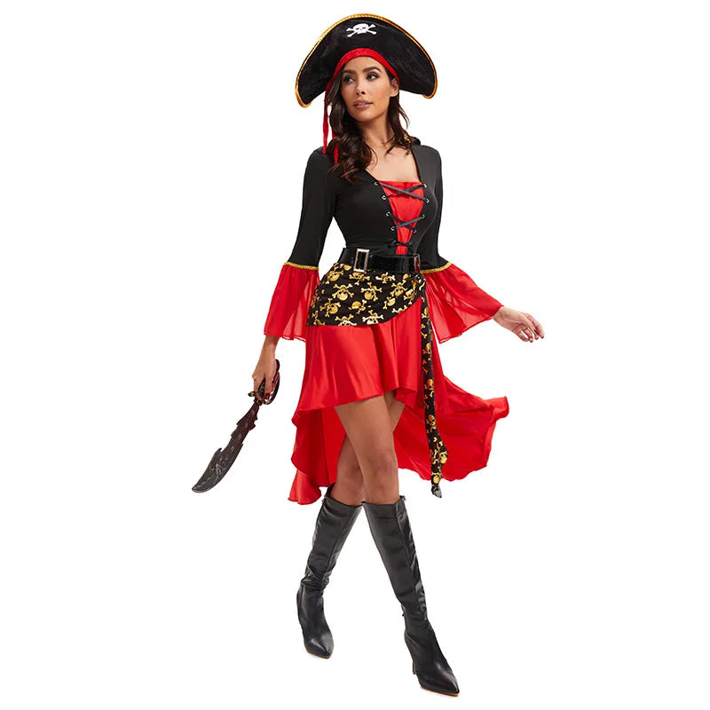 Women’s Pirate Costume with Hat and Belt
