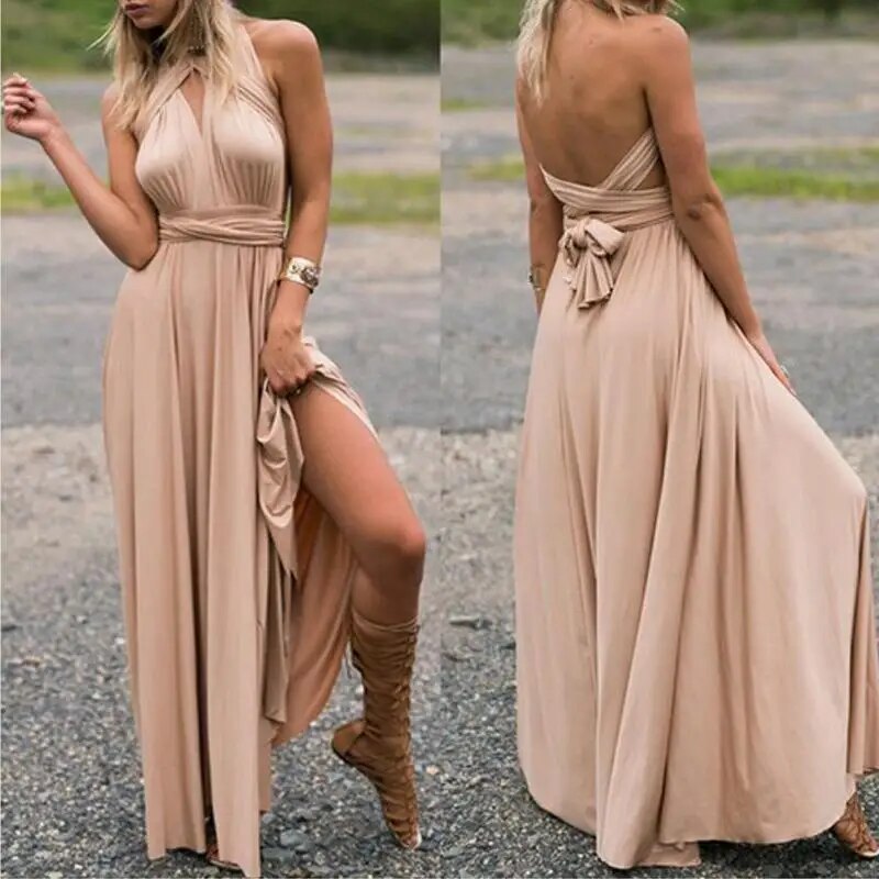 Chic Long Red Boho Dress for Women