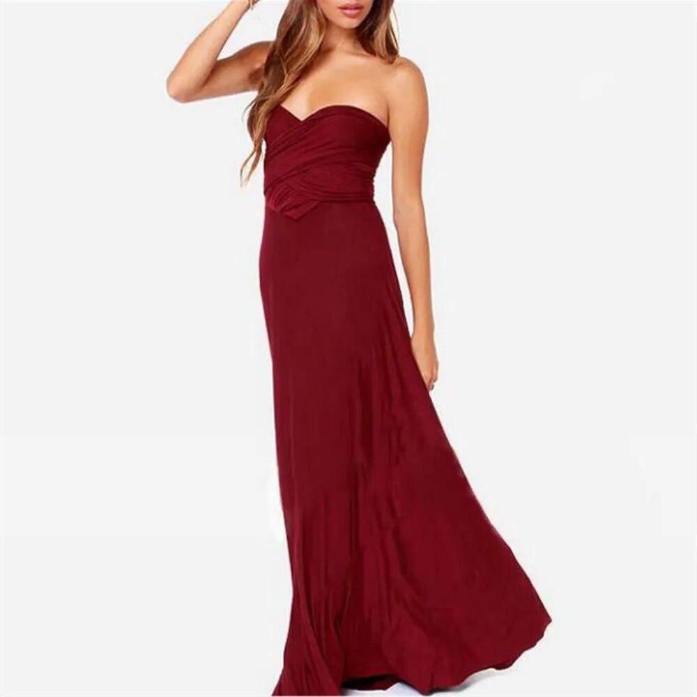 Chic Long Red Boho Dress for Women