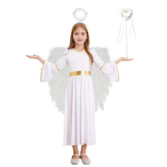 4Pcs Girls Angel Costume Dress Wings Set