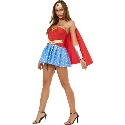 Women's Superhero Costume Set with Cape and Accessories