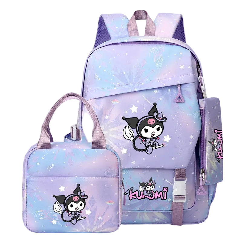3-Piece Backpack Set with Character Print and Coordinated Bags