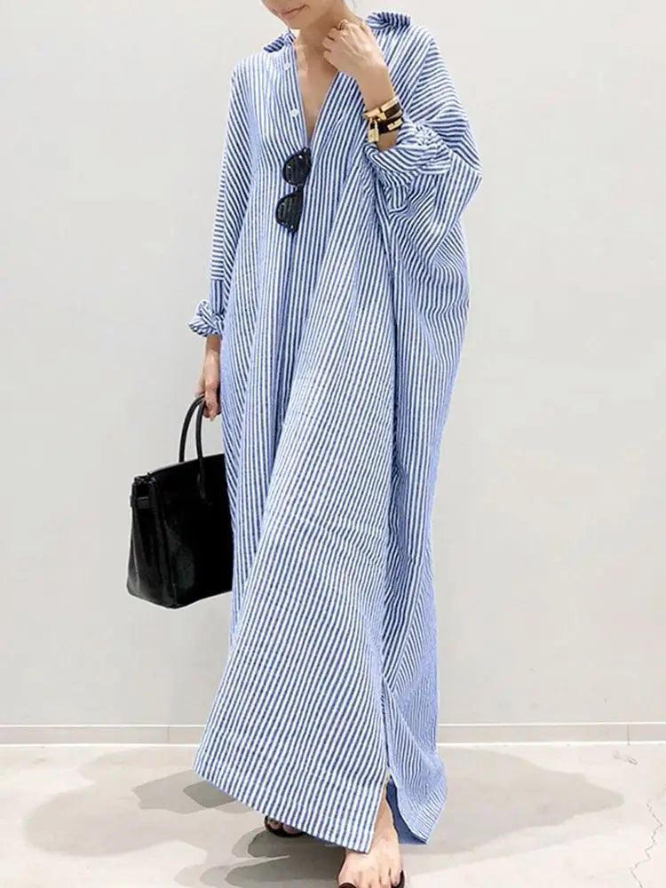 Chic Oversized Striped Maxi Dress