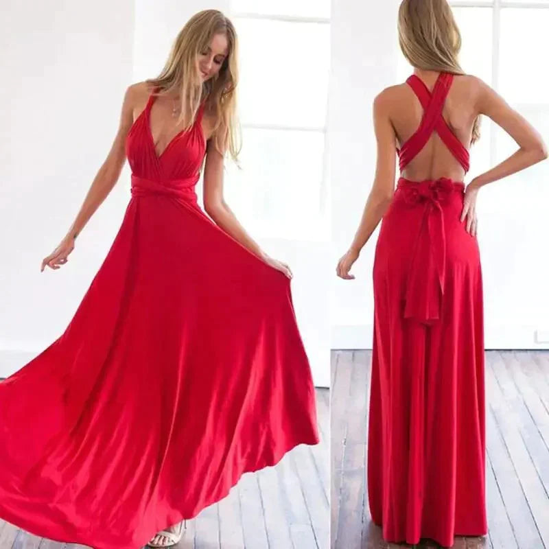 Chic Long Red Boho Dress for Women