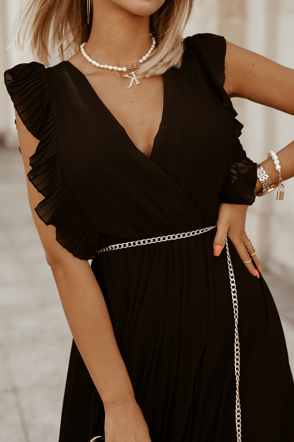 Chic Pleated Casual Maxi Dress