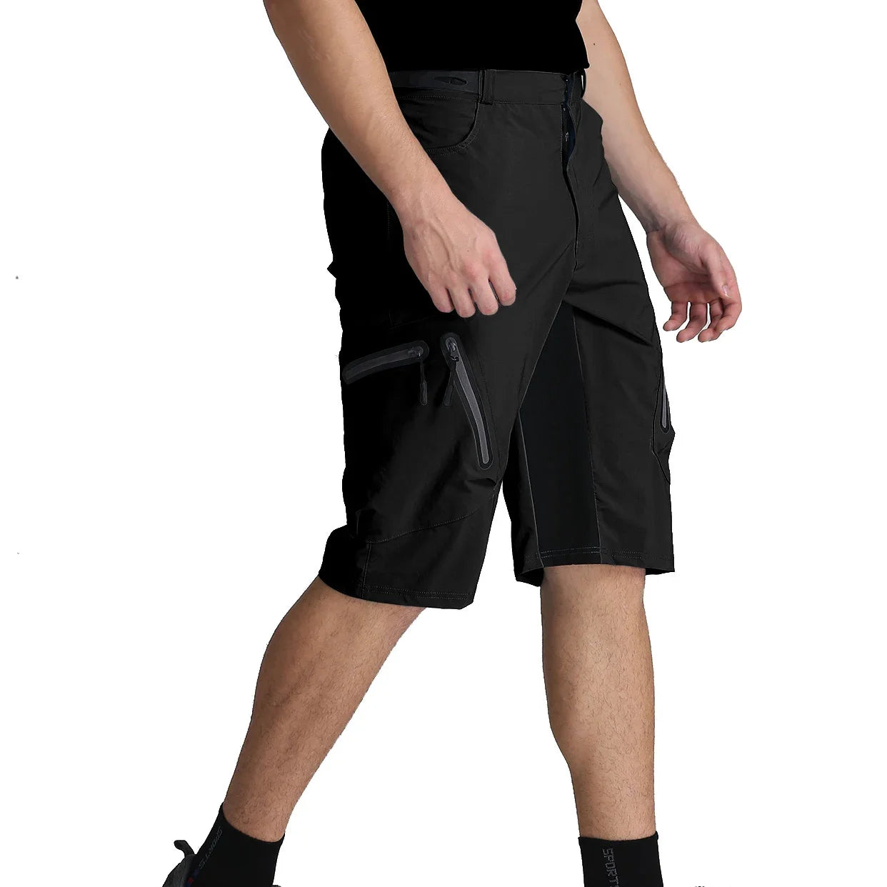 Men’s Mountain Bike Shorts with Zippered Pockets and Adjustable Waist