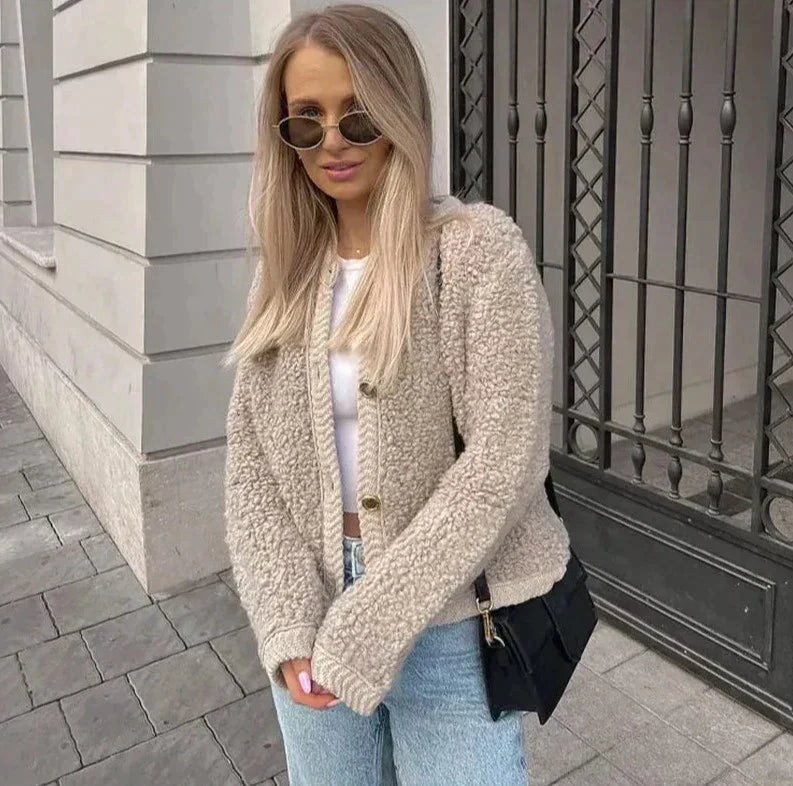 Women's Textured Button-Front Cardigan Jacket