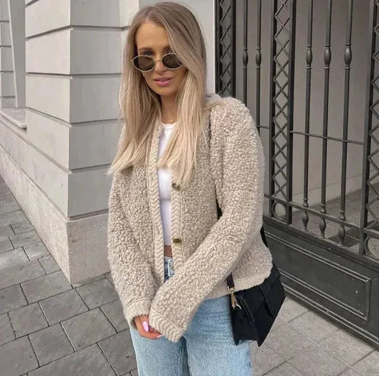 Women's Textured Button-Front Cardigan Jacket