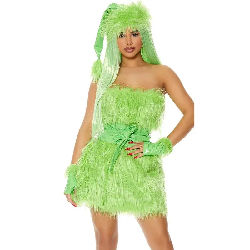 Green Hairy Monster Costume with Hat