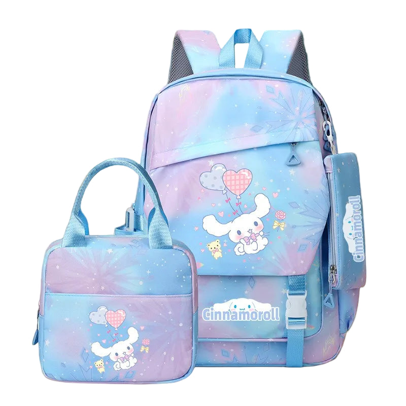 3-Piece Backpack Set with Character Print and Coordinated Bags